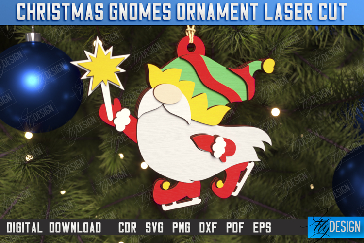 Christmas Gnome Laser Cut | Hanging Gnome Ornament | Holiday