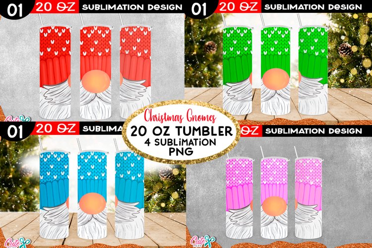 Christmas Gnomes Sublimation Tumblers Set