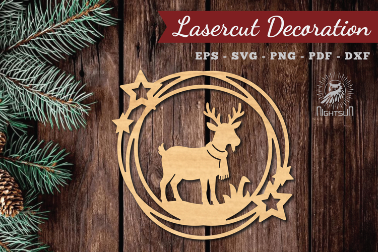 Christmas Goat Lasercut Round SVG