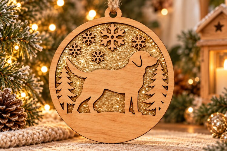Christmas Golden Retriever Door Hanger SVG Laser Cut example image 1