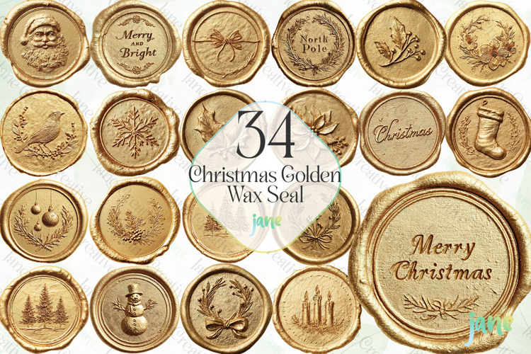 Christmas Golden Wax Seal Sublimation Bundle