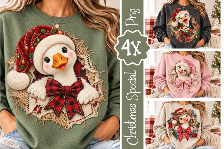 4 Faux Ripped Santa Goose PNG Designs - Free Design of The Week