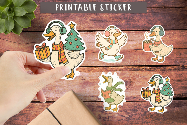 Christmas Goose Stickers | Christmas gift stickers