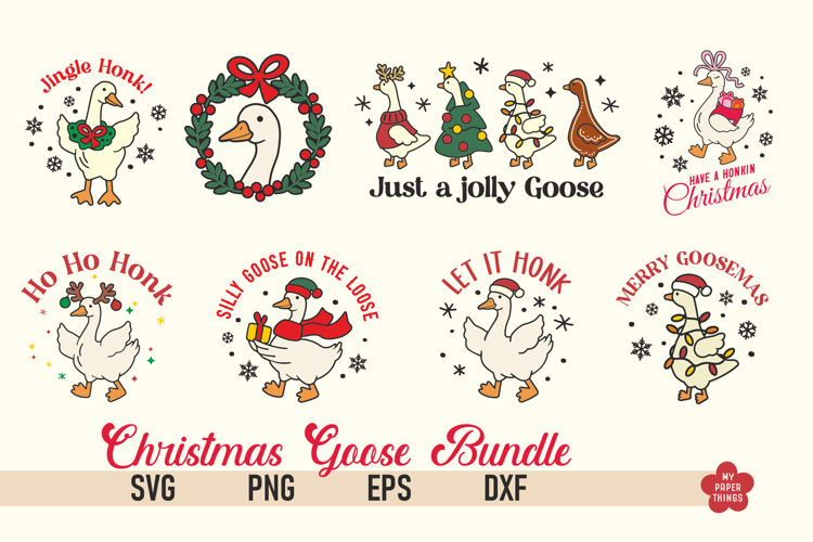 Christmas Goose Svg Png, Funny Gose Clipart