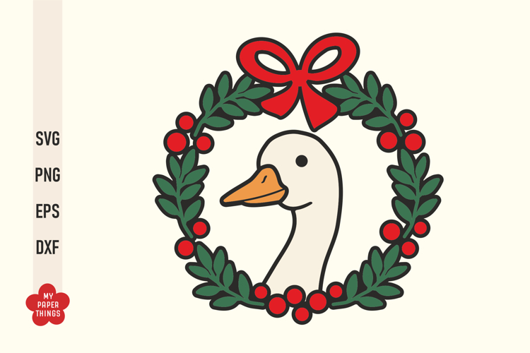 Christmas Goose Svg Png, Christmas Wreath Svg