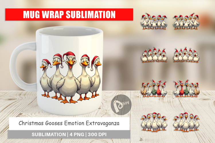 Christmas Goose Emotions Mug Wrap
