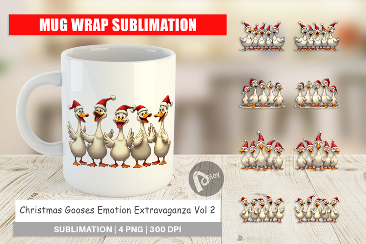 Christmas Goose Emotions Mug Wrap