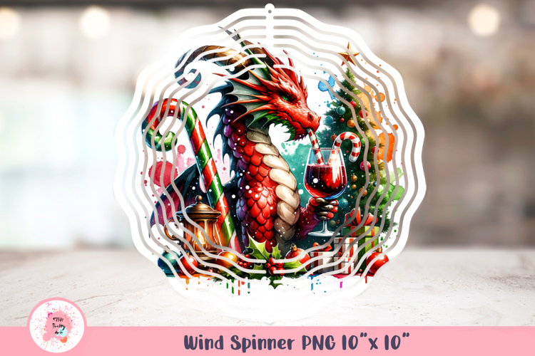Christmas Gothic Dragon Wind Spinner Sublimation Png