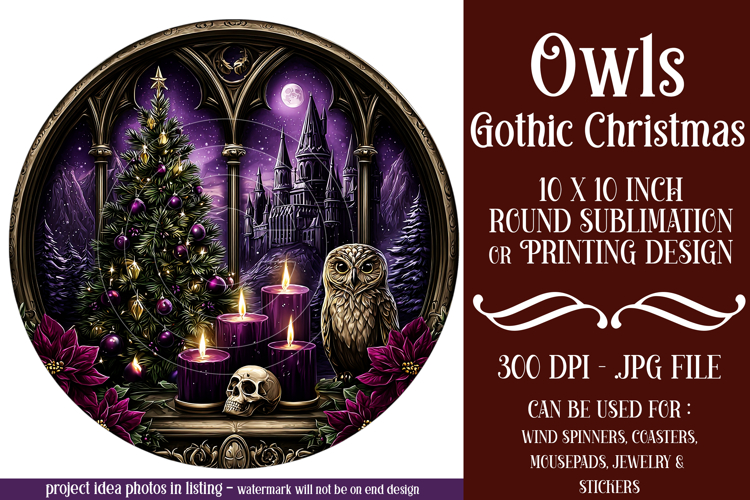 Gothic Wind Spinner, Christmas Wind Spinner, Owl Spinner, d1