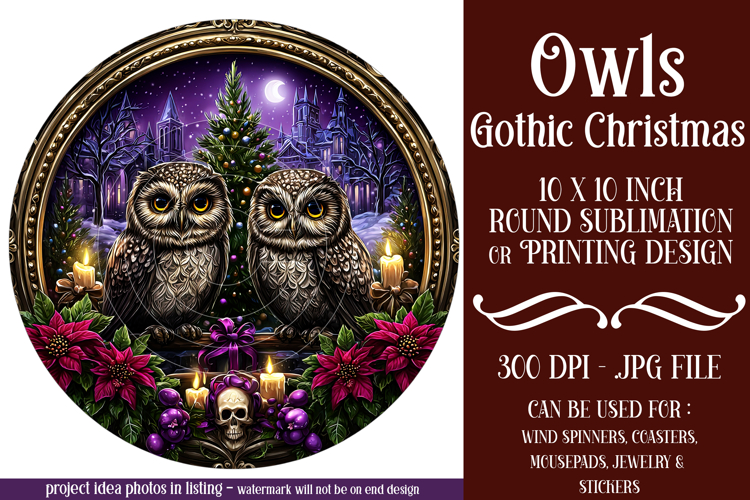 Gothic Wind Spinner, Christmas Wind Spinner, Owl Spinner, 10