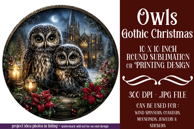 Gothic Wind Spinner, Christmas Wind Spinner, Owl Spinner, 13