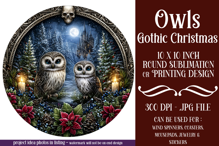 Gothic Wind Spinner, Christmas Wind Spinner, Owl Spinner, 16