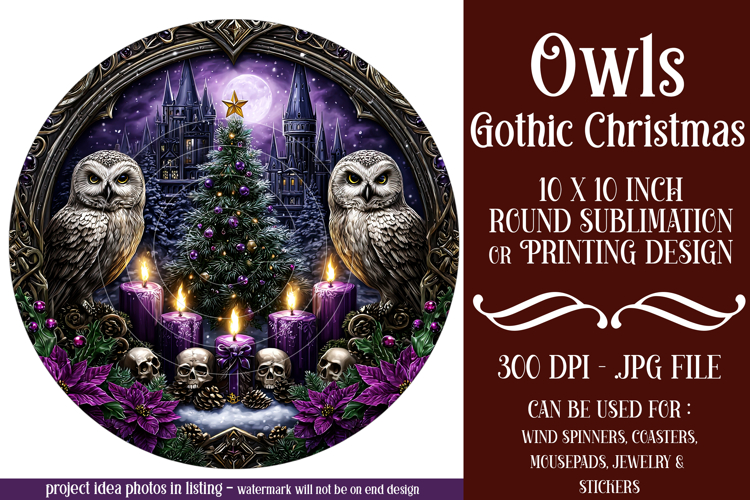 Gothic Wind Spinner, Christmas Wind Spinner, Owl Spinner, 18
