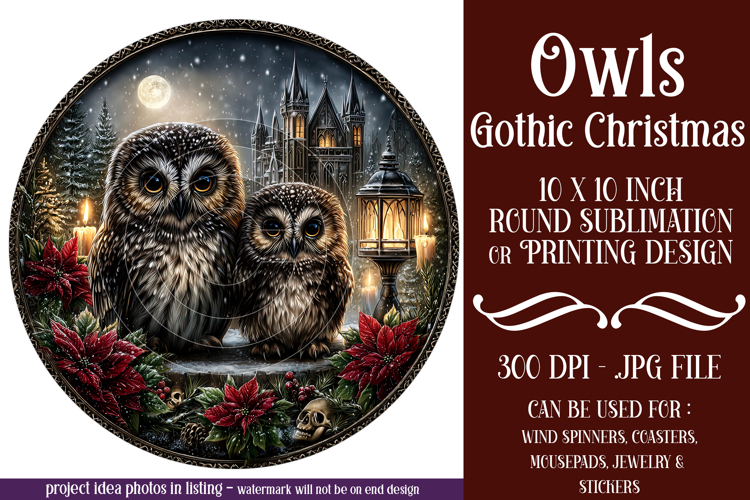 Gothic Wind Spinner, Christmas Wind Spinner, Owl Spinner, d2