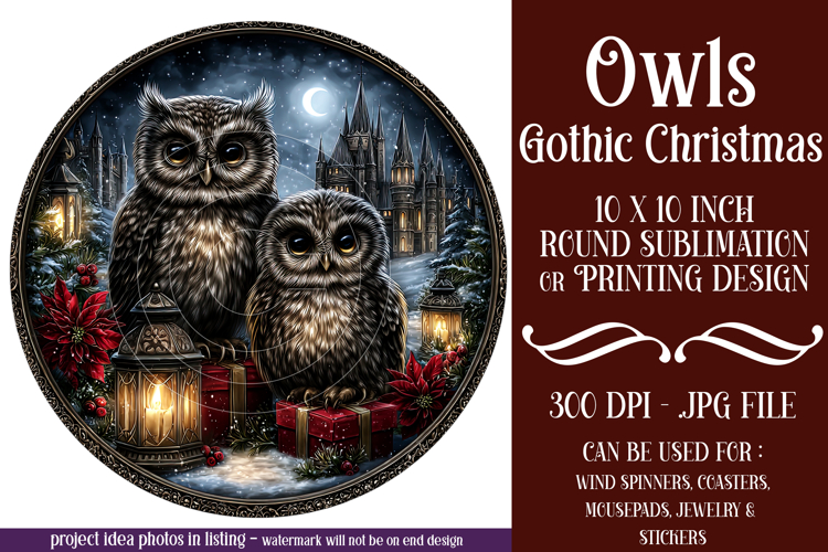 Gothic Wind Spinner, Christmas Wind Spinner, Owl Spinner, 20