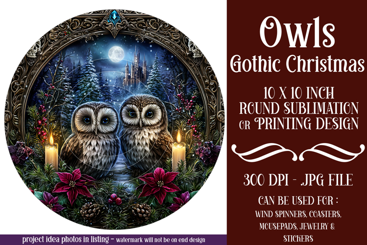 Gothic Wind Spinner, Christmas Wind Spinner, Owl Spinner, d5