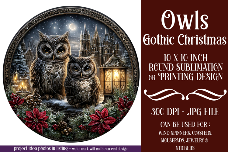 Gothic Wind Spinner, Christmas Wind Spinner, Owl Spinner, d7