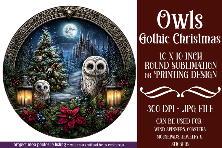 Gothic Wind Spinner, Christmas Wind Spinner, Owl Spinner, d9