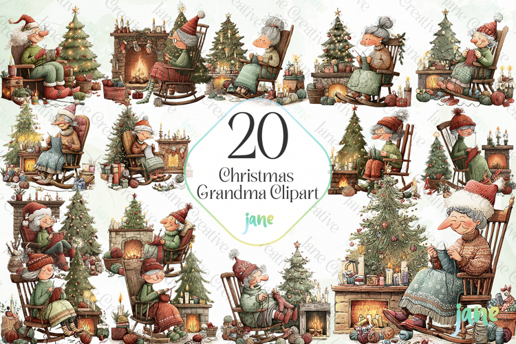 Christmas Grandma Clipart Sublimation