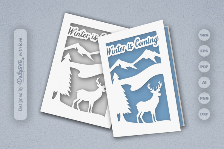 Winter Deer Christmas Greeting Card SVG
