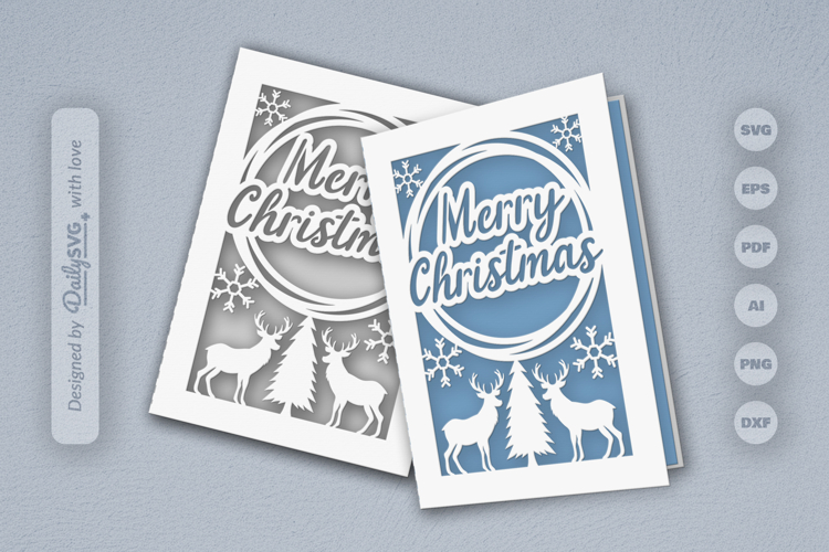 Winter Deer Christmas Greeting Card SVG