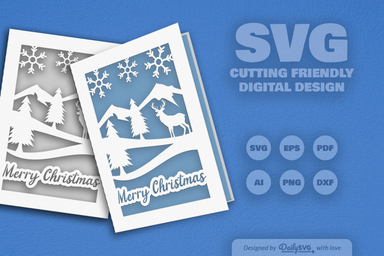 Winter Deer Christmas Greeting Card SVG