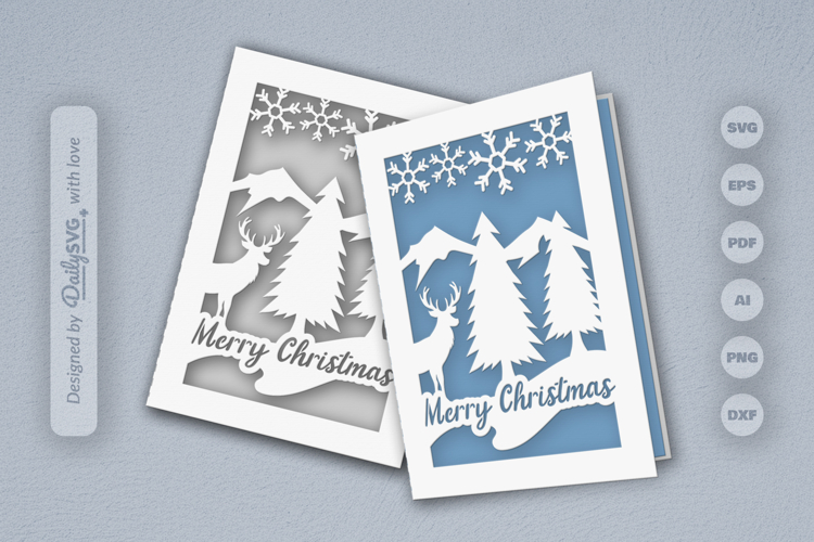 Winter Deer Christmas Greeting Card SVG
