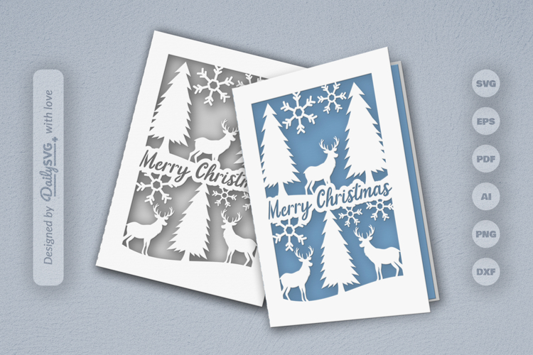 Winter Deer Christmas Greeting Card SVG
