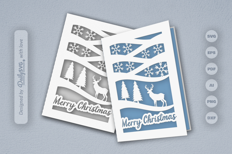 Winter Deer Christmas Greeting Card SVG