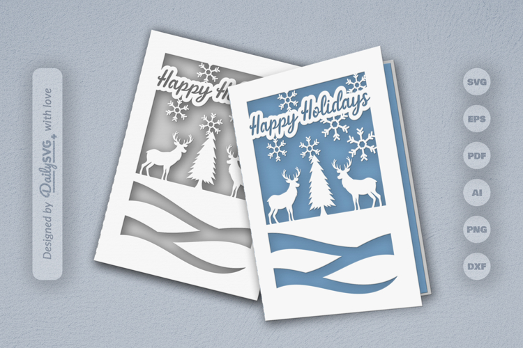 Winter Deer Christmas Greeting Card SVG