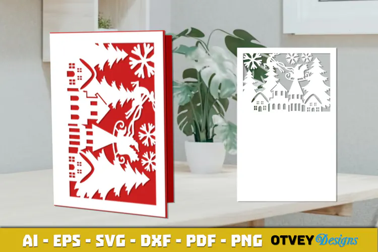 Christmas Greeting Card Cover Paper Cut