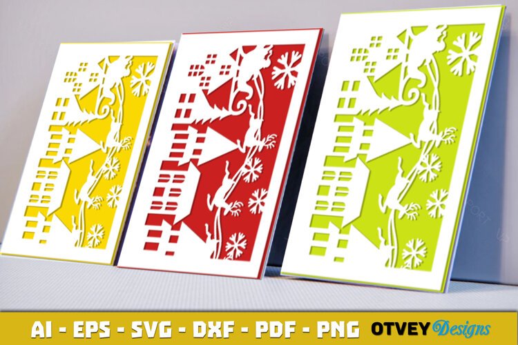 Christmas Greeting Card Cover Paper Cut example image 1