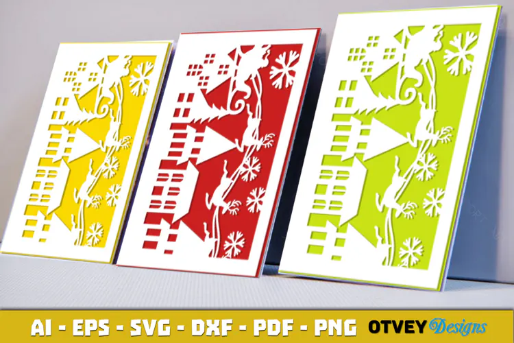 Christmas Greeting Card Cover Paper Cut