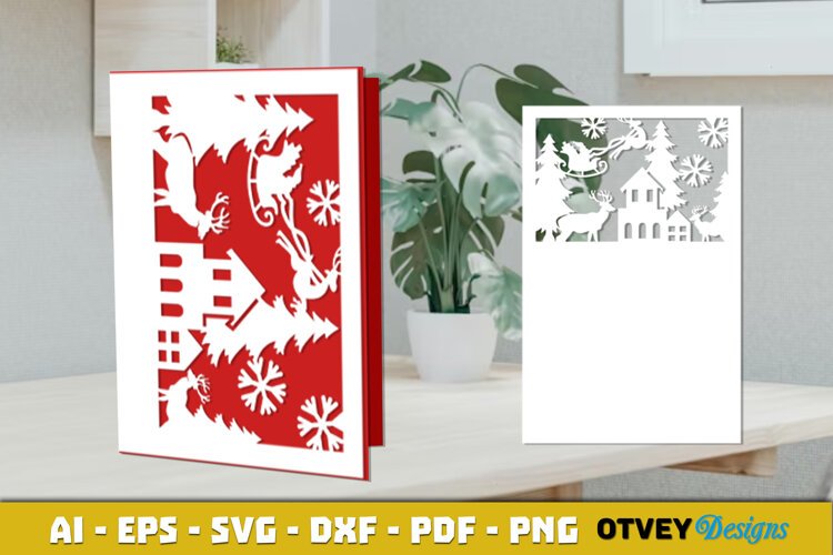 Christmas Greeting Card Cover Paper Cut example image 1
