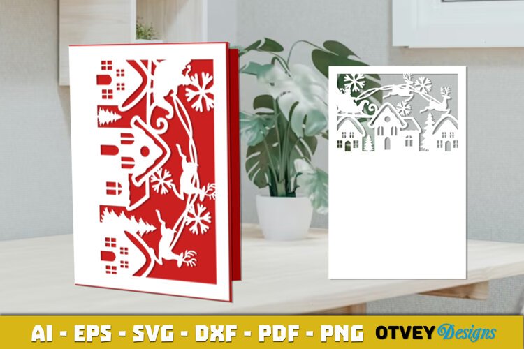 Christmas Greeting Card Cover Paper Cut example image 1