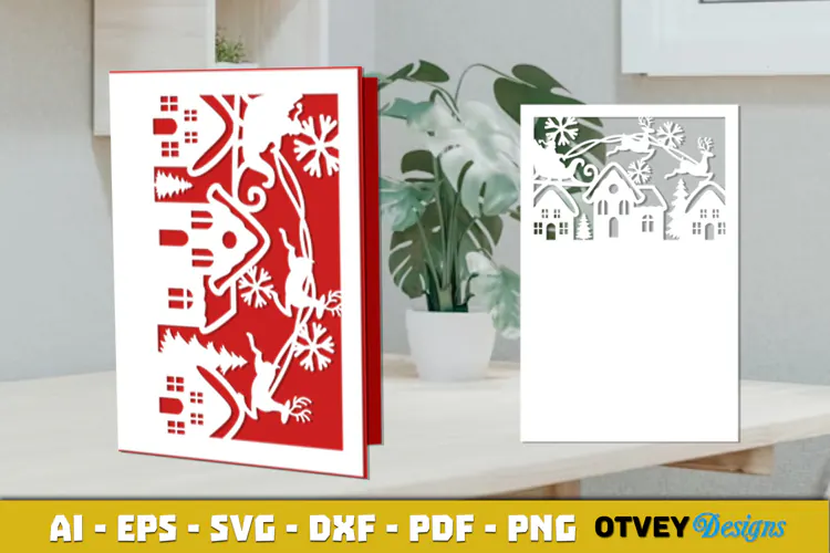 Christmas Greeting Card Cover Paper Cut