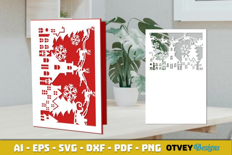 Christmas Greeting Card Cover Paper Cut example image 1