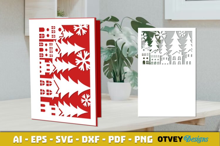 Christmas Greeting Card Cover Paper Cut example image 1