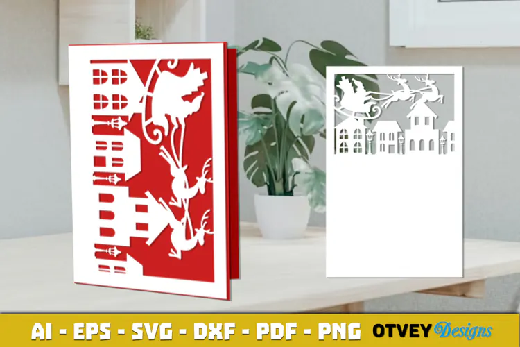Christmas Greeting Card Cover Paper Cut