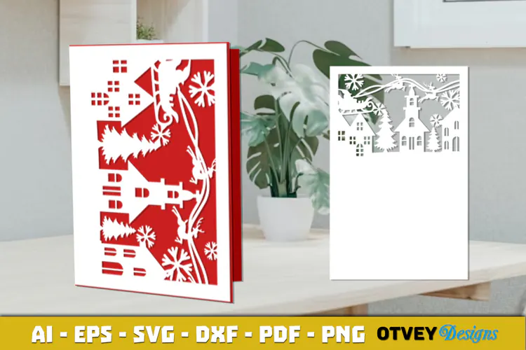 Christmas Greeting Card Cover Paper Cut