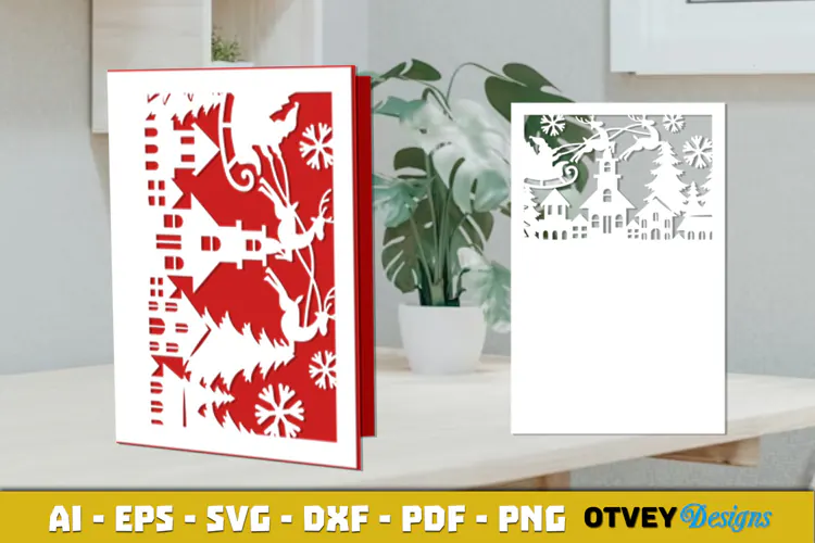 Christmas Greeting Card Cover Paper Cut