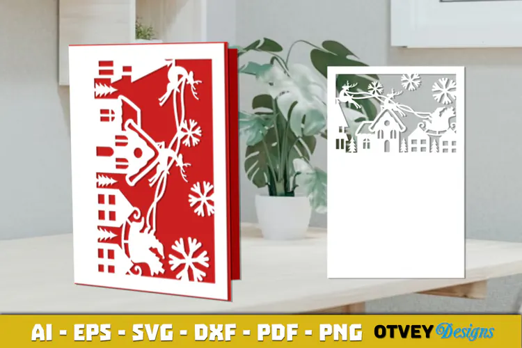 Christmas Greeting Card Cover Paper Cut