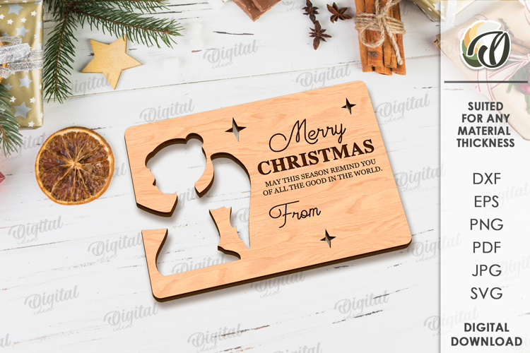Christmas Greeting Card Laser Cut. Christmas SVG