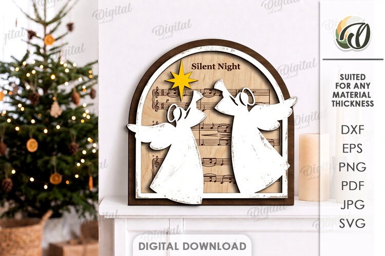 Christmas Grunge Wall Sign Laser Cut. Christmas Decor SVG example image 1