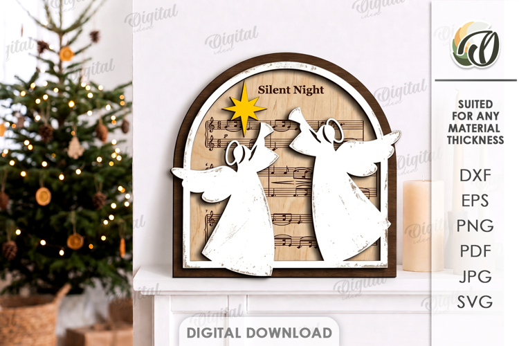 Christmas Grunge Wall Sign Laser Cut. Christmas Decor SVG