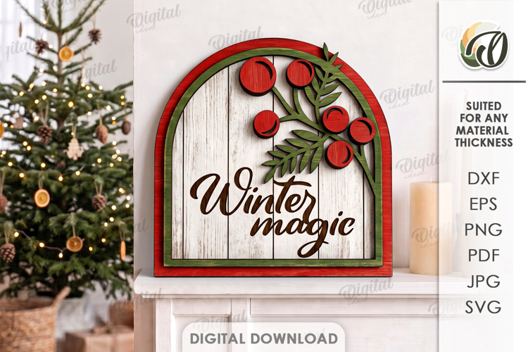 Christmas Grunge Wall Sign Laser Cut. Christmas Decor SVG