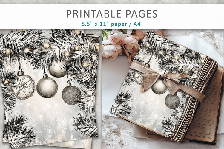 Christmas journal pages, grunge paper textures example image 1