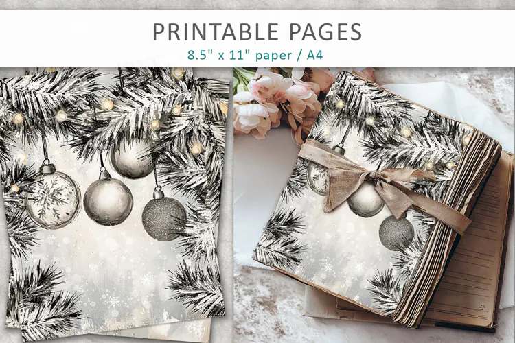 Christmas journal pages, grunge paper textures