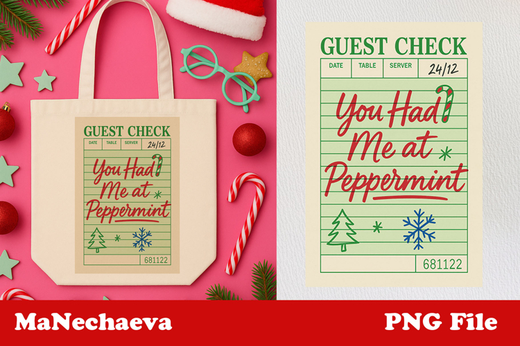 Funny Christmas Guest Check Clipart | Peppermint Love