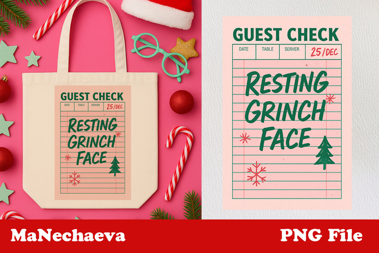 Funny Christmas Guest Check Clipart | Resting Grinch Face